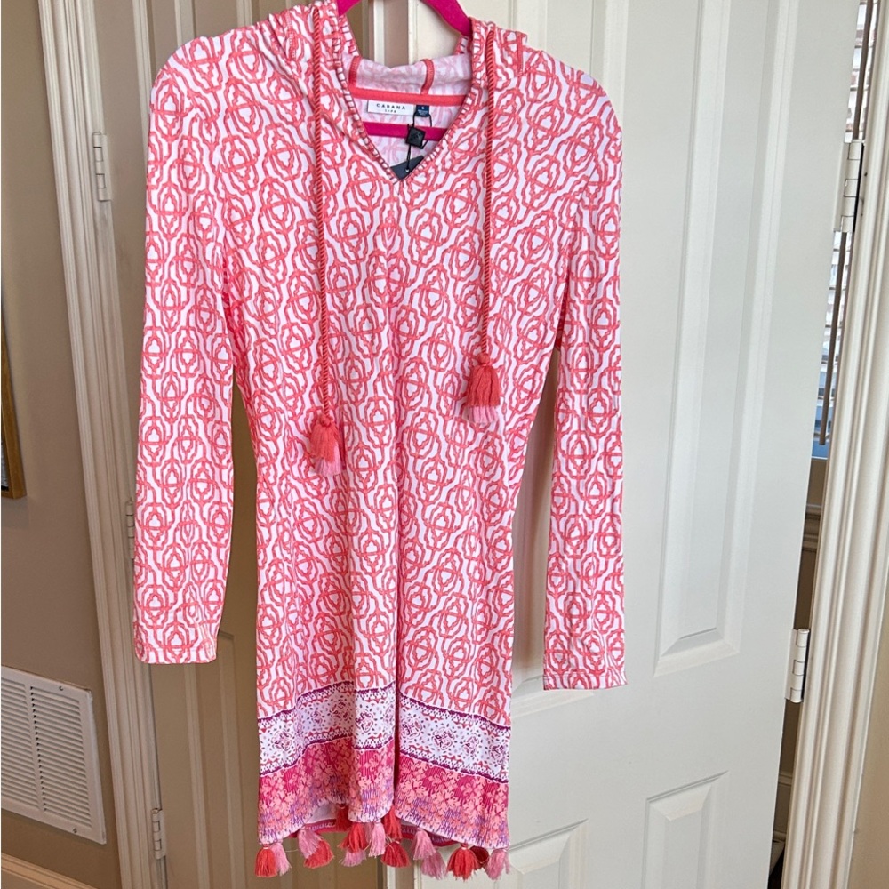 Cabana Life Pink and White Swim Coverup